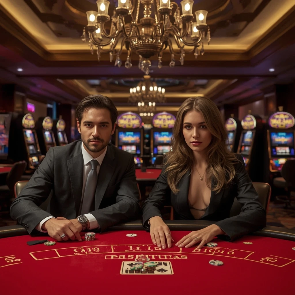 Deux joueurs de poker dans un Casino God Of Coins